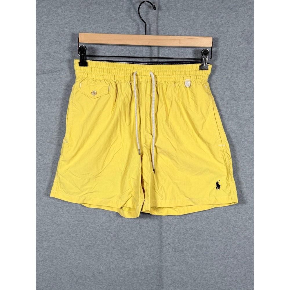 Polo Ralph Lauren Mens Swim Trunks Yellow Nylon Mesh Lined Board Shorts Size M